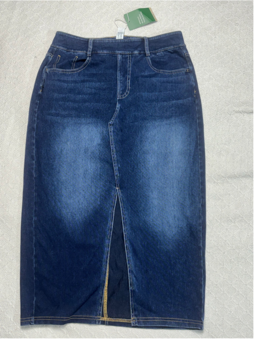 NWT Halara Denim Midi Skirt Flex High Waisted Front Split Jean Skirt Size M